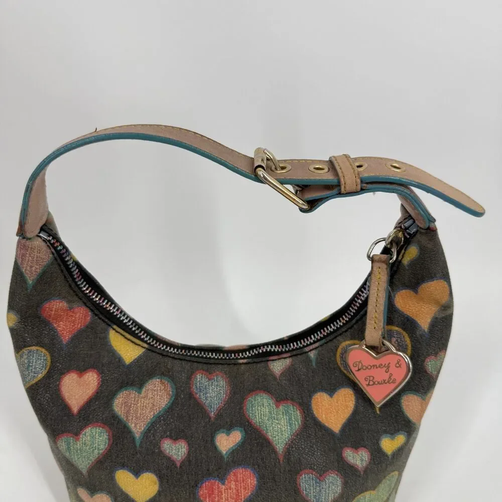 Vintage Dooney & Bourke Shoulder Purse Bag Y2K Crayon Bucket Bag Rainbow Hearts